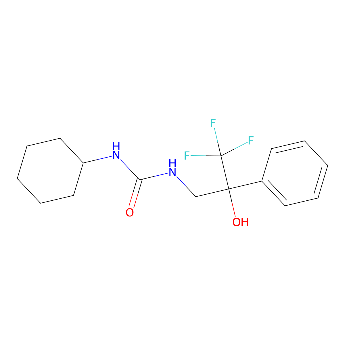 1-Cyclohexyl-3-(3,3,3-trifluoro-2-hydroxy-2-phenylpropyl)urea molecular structure, CAS 1351641-48-9