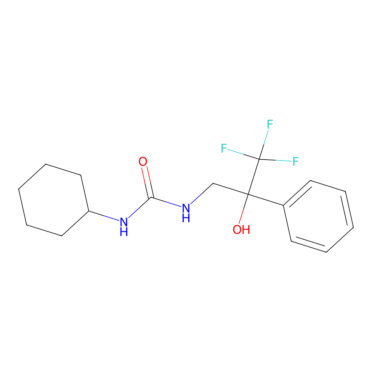 1-Cyclohexyl-3-(3,3,3-trifluoro-2-hydroxy-2-phenylpropyl)urea molecular structure, CAS 1351641-48-9
