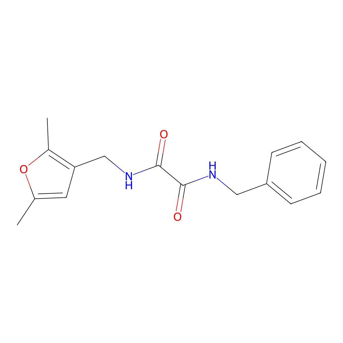 N1-benzyl-N2-((2,5-dimethylfuran-3-yl)methyl)oxalamide molecular structure, CAS 1351641-52-5