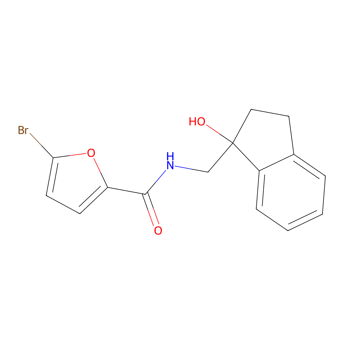 5-bromo-N-((1-hydroxy-2,3-dihydro-1H-inden-1-yl)methyl)furan-2-carboxamide molecular structure, CAS 1351641-56-9