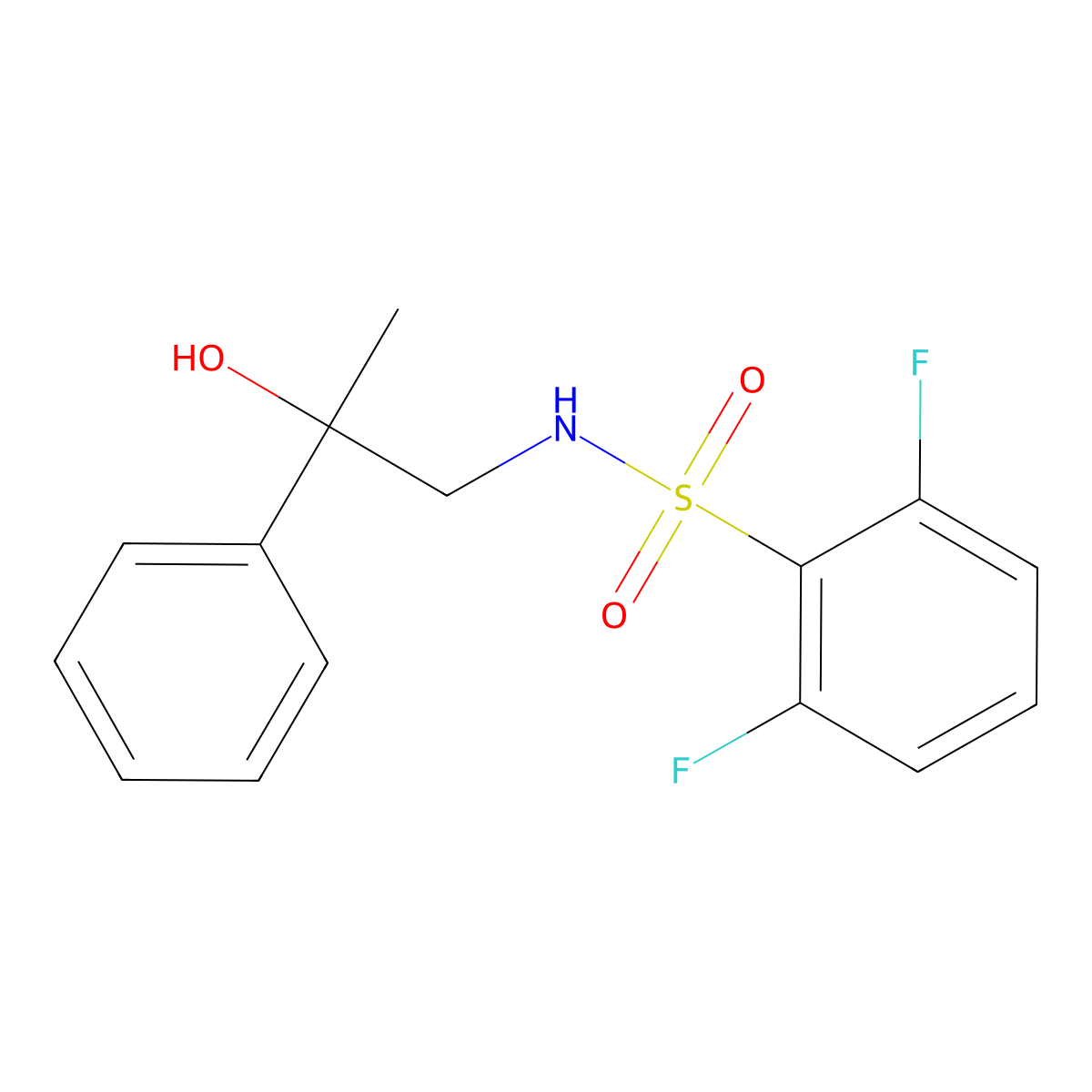 2,6-difluoro-N-(2-hydroxy-2-phenylpropyl)benzenesulfonamide molecular structure, CAS 1351641-59-2