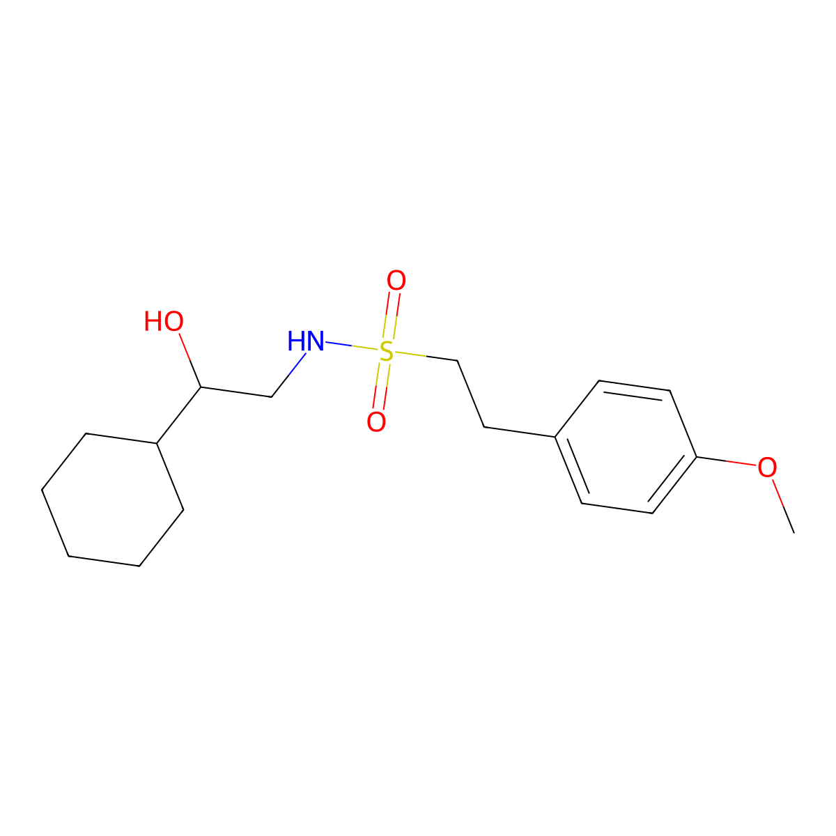 N-(2-cyclohexyl-2-hydroxyethyl)-2-(4-methoxyphenyl)ethanesulfonamide molecular structure, CAS 1351641-61-6