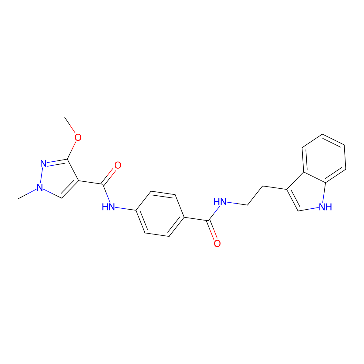 N-(4-{[2-(1H-indol-3-yl)ethyl]carbamoyl}phenyl)-3-methoxy-1-methyl-1H-pyrazole-4-carboxamide molecular structure, CAS 1351641-70-7