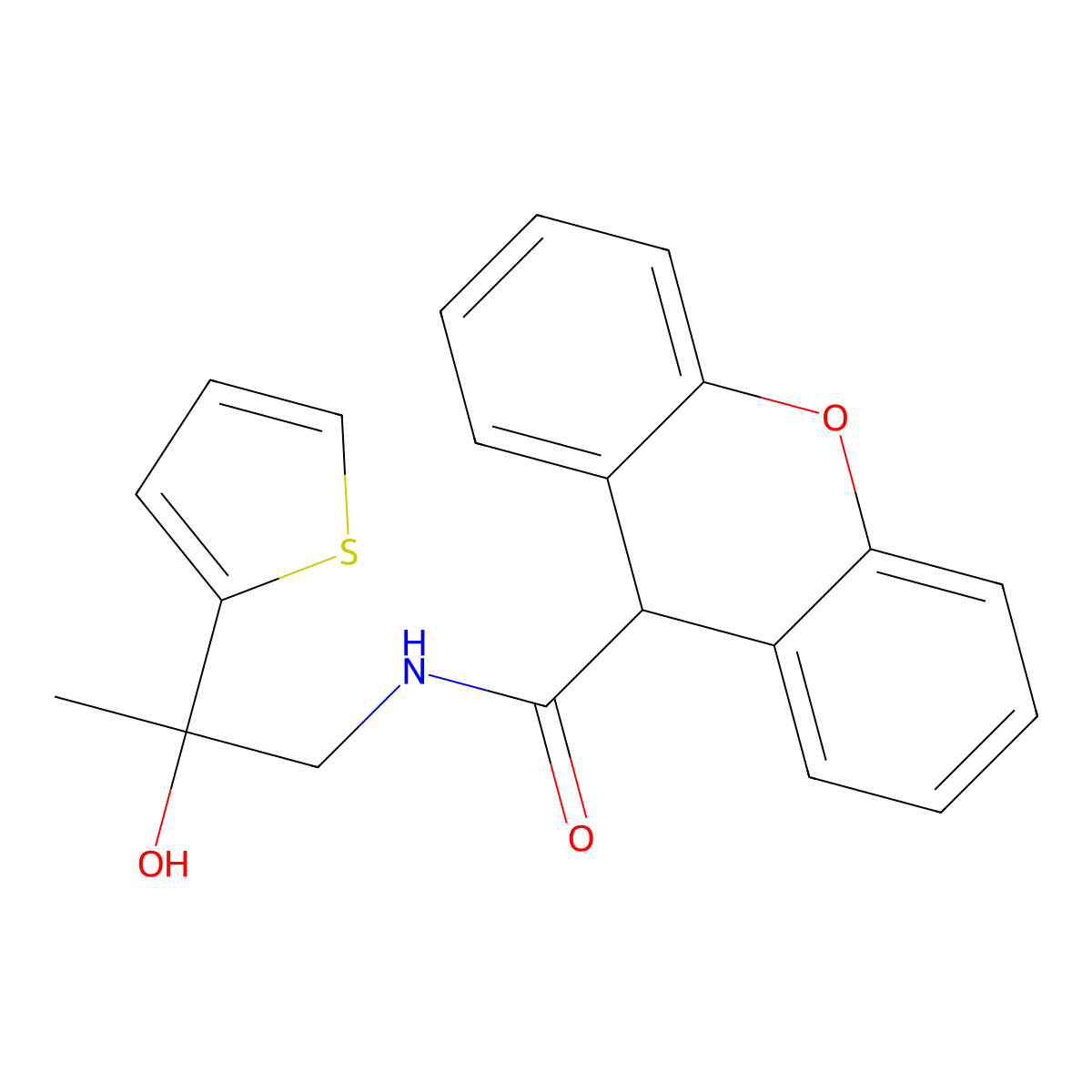 N-[2-hydroxy-2-(thiophen-2-yl)propyl]-9H-xanthene-9-carboxamide molecular structure, CAS 1351641-74-1