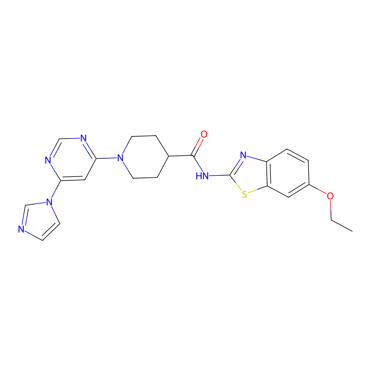 1-(6-(1H-imidazol-1-yl)pyrimidin-4-yl)-N-(6-ethoxybenzo[d]thiazol-2-yl)piperidine-4-carboxamide molecular structure, CAS 1351641-86-5