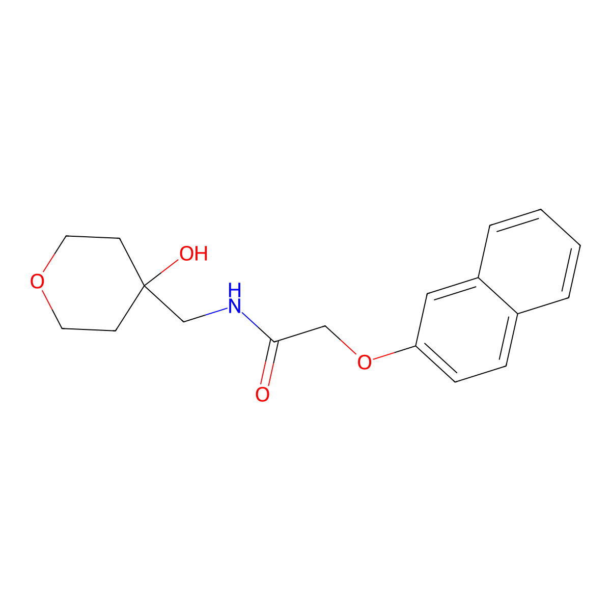 N-((4-hydroxytetrahydro-2H-pyran-4-yl)methyl)-2-(naphthalen-2-yloxy)acetamide molecular structure, CAS 1351641-87-6