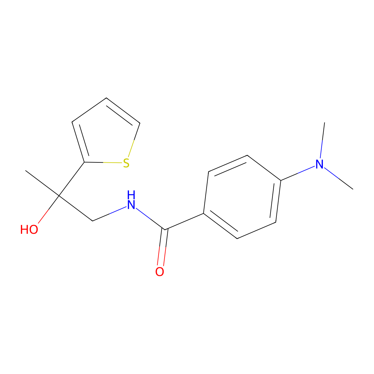 4-(dimethylamino)-N-[2-hydroxy-2-(thiophen-2-yl)propyl]benzamide molecular structure, CAS 1351641-91-2