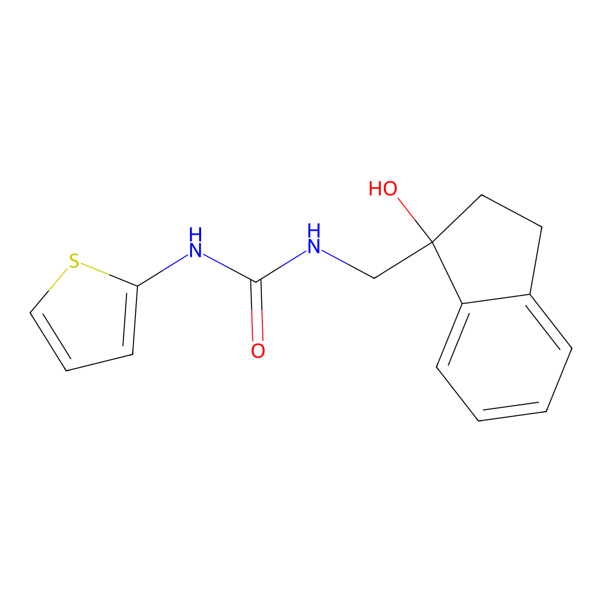 1-((1-hydroxy-2,3-dihydro-1H-inden-1-yl)methyl)-3-(thiophen-2-yl)urea molecular structure, CAS 1351641-92-3