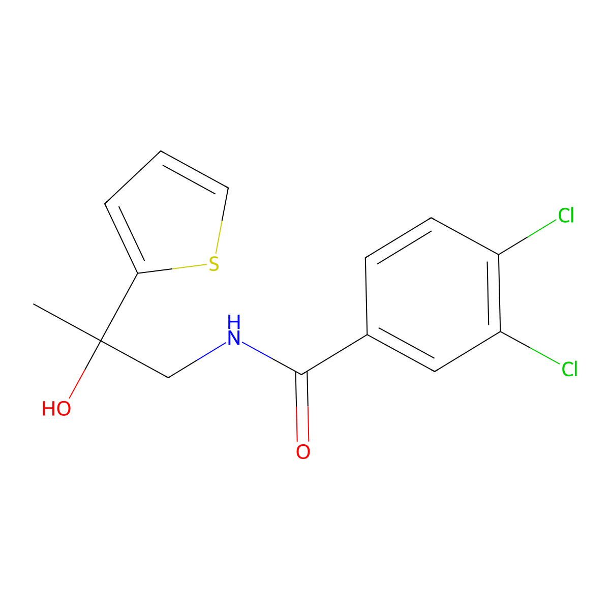 3,4-dichloro-N-(2-hydroxy-2-(thiophen-2-yl)propyl)benzamide molecular structure, CAS 1351641-97-8
