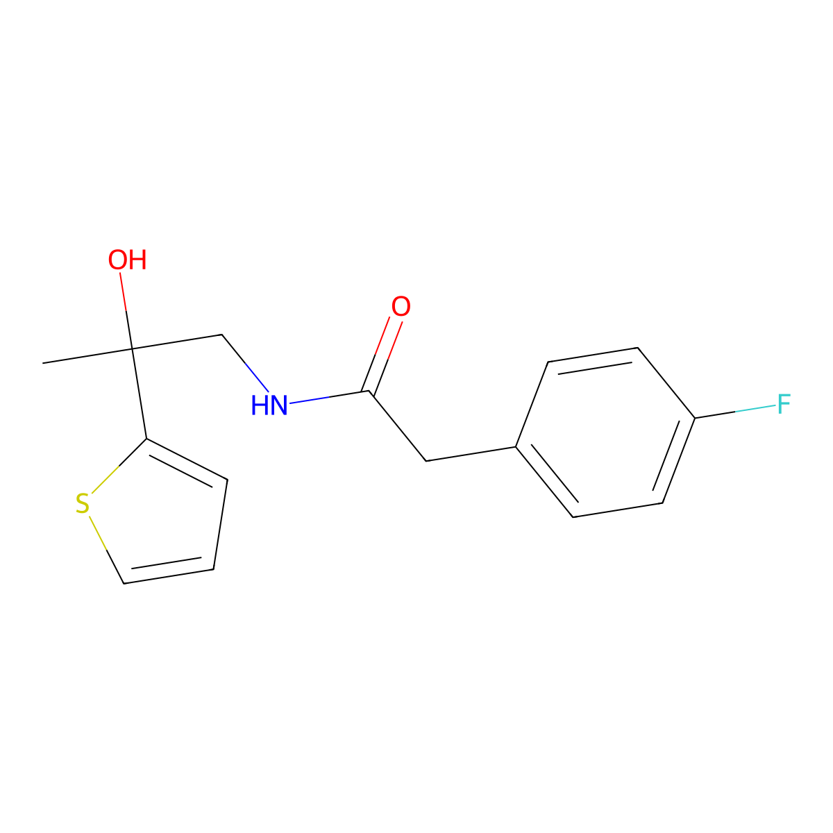 2-(4-fluorophenyl)-N-(2-hydroxy-2-(thiophen-2-yl)propyl)acetamide molecular structure, CAS 1351642-07-3
