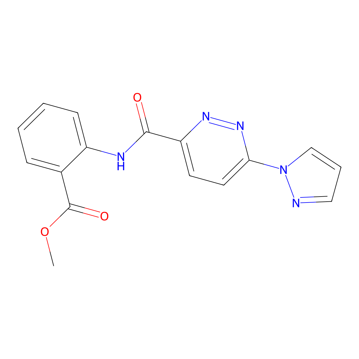 methyl 2-(6-(1H-pyrazol-1-yl)pyridazine-3-carboxamido)benzoate molecular structure, CAS 1351642-10-8
