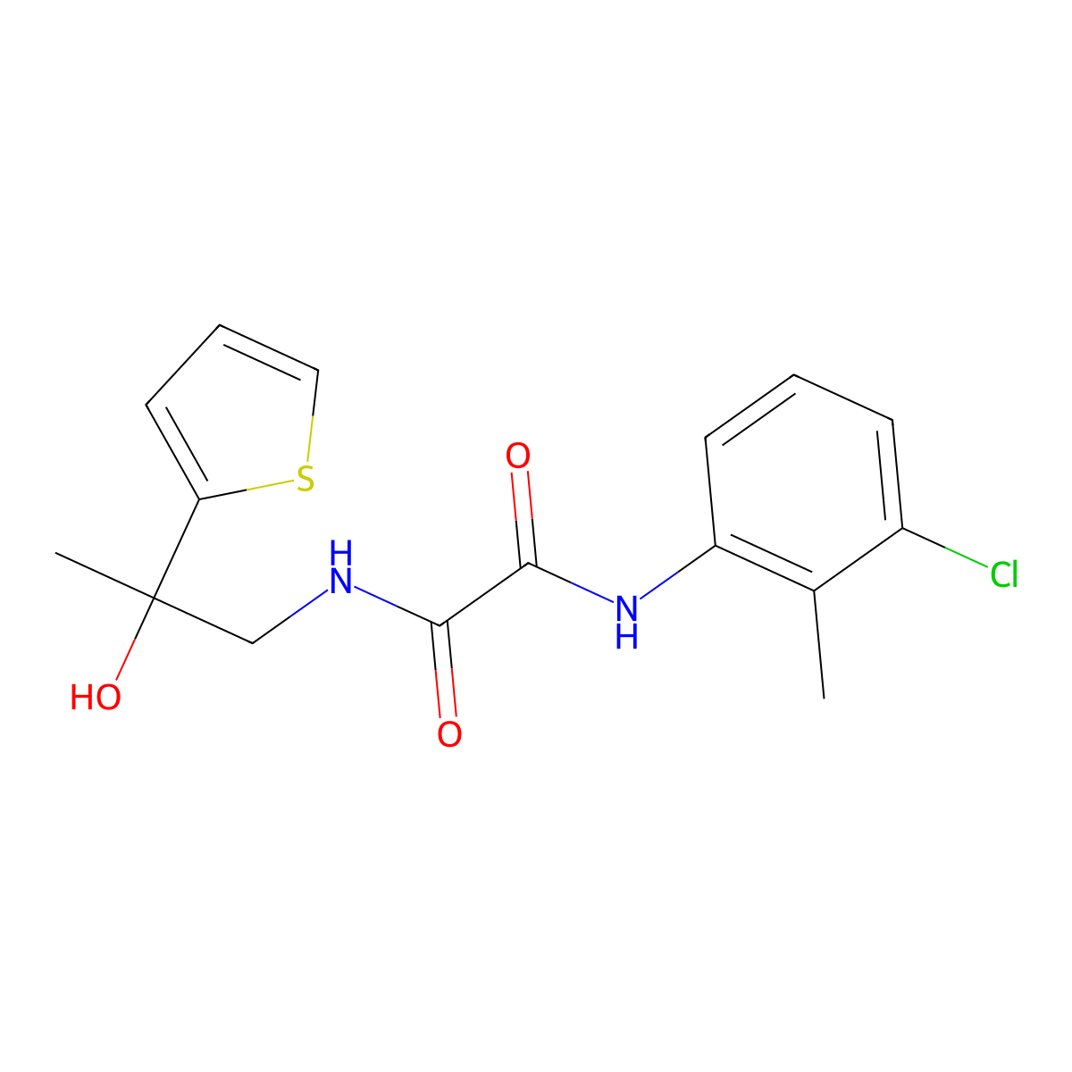 N1-(3-chloro-2-methylphenyl)-N2-(2-hydroxy-2-(thiophen-2-yl)propyl)oxalamide molecular structure, CAS 1351642-13-1