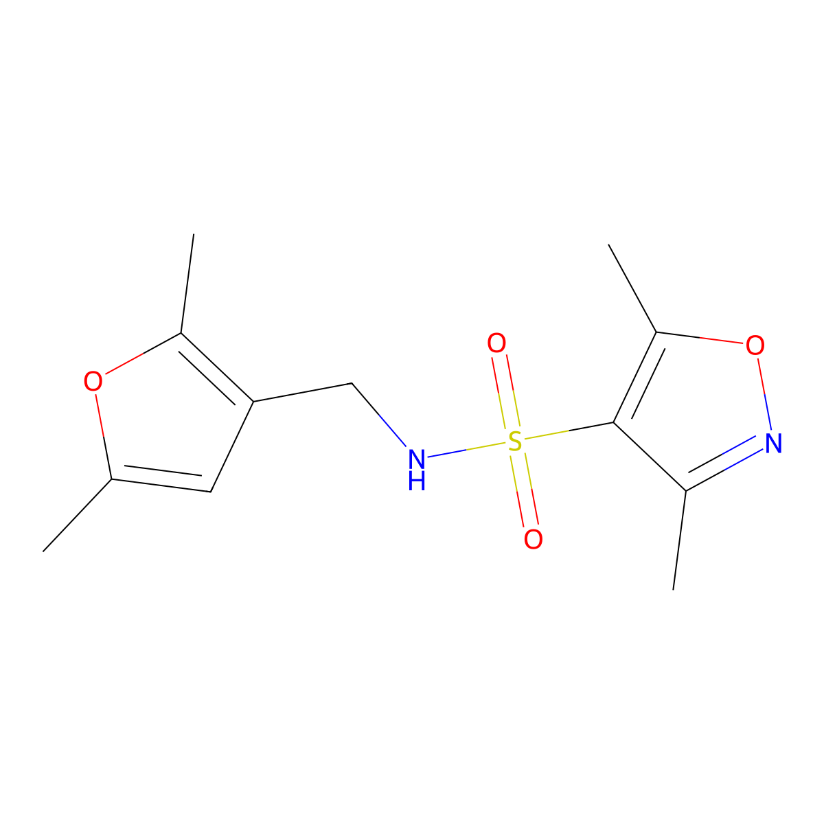 N-[(2,5-dimethylfuran-3-yl)methyl]-3,5-dimethyl-1,2-oxazole-4-sulfonamide molecular structure, CAS 1351642-14-2