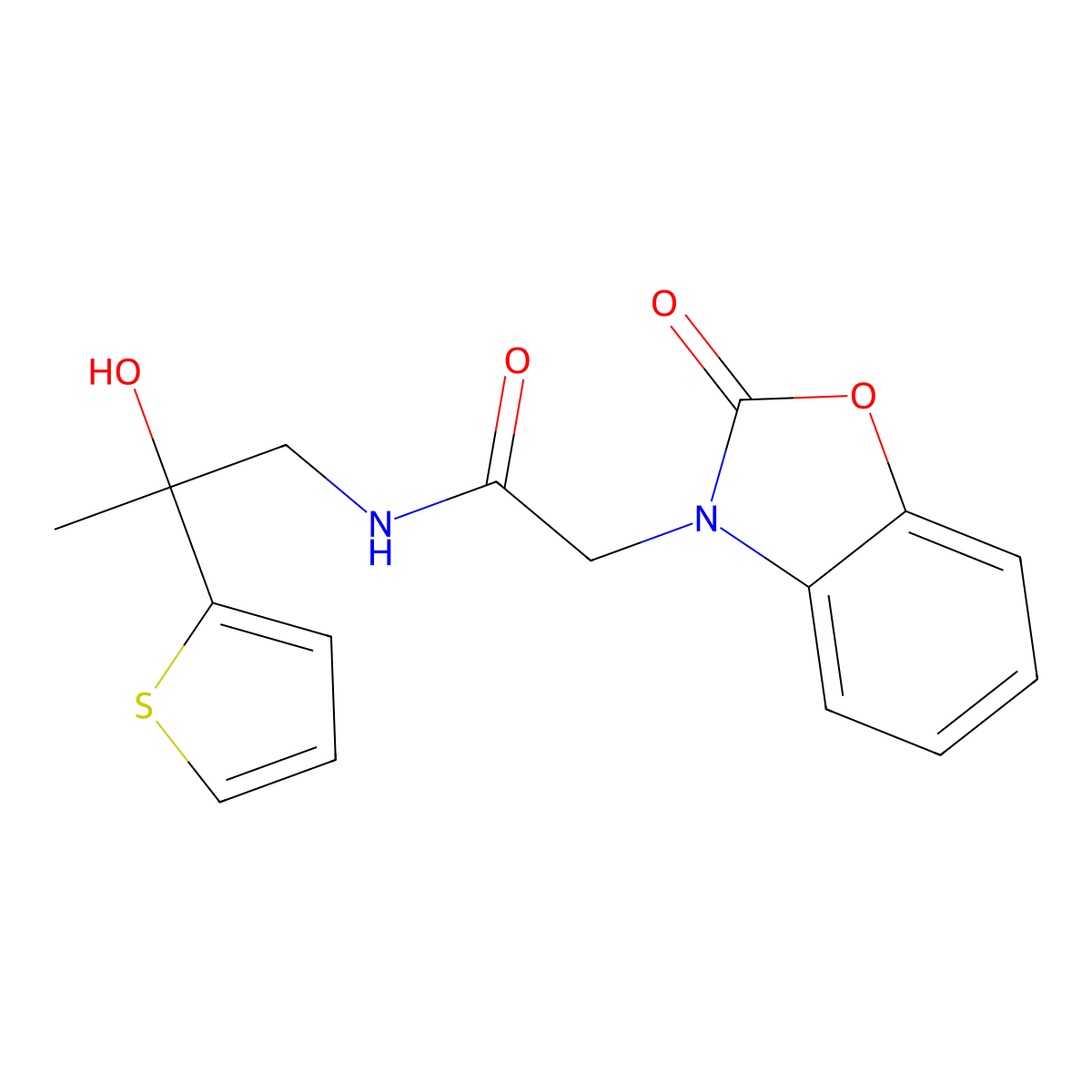 N-(2-hydroxy-2-(thiophen-2-yl)propyl)-2-(2-oxobenzo[d]oxazol-3(2H)-yl)acetamide molecular structure, CAS 1351642-17-5
