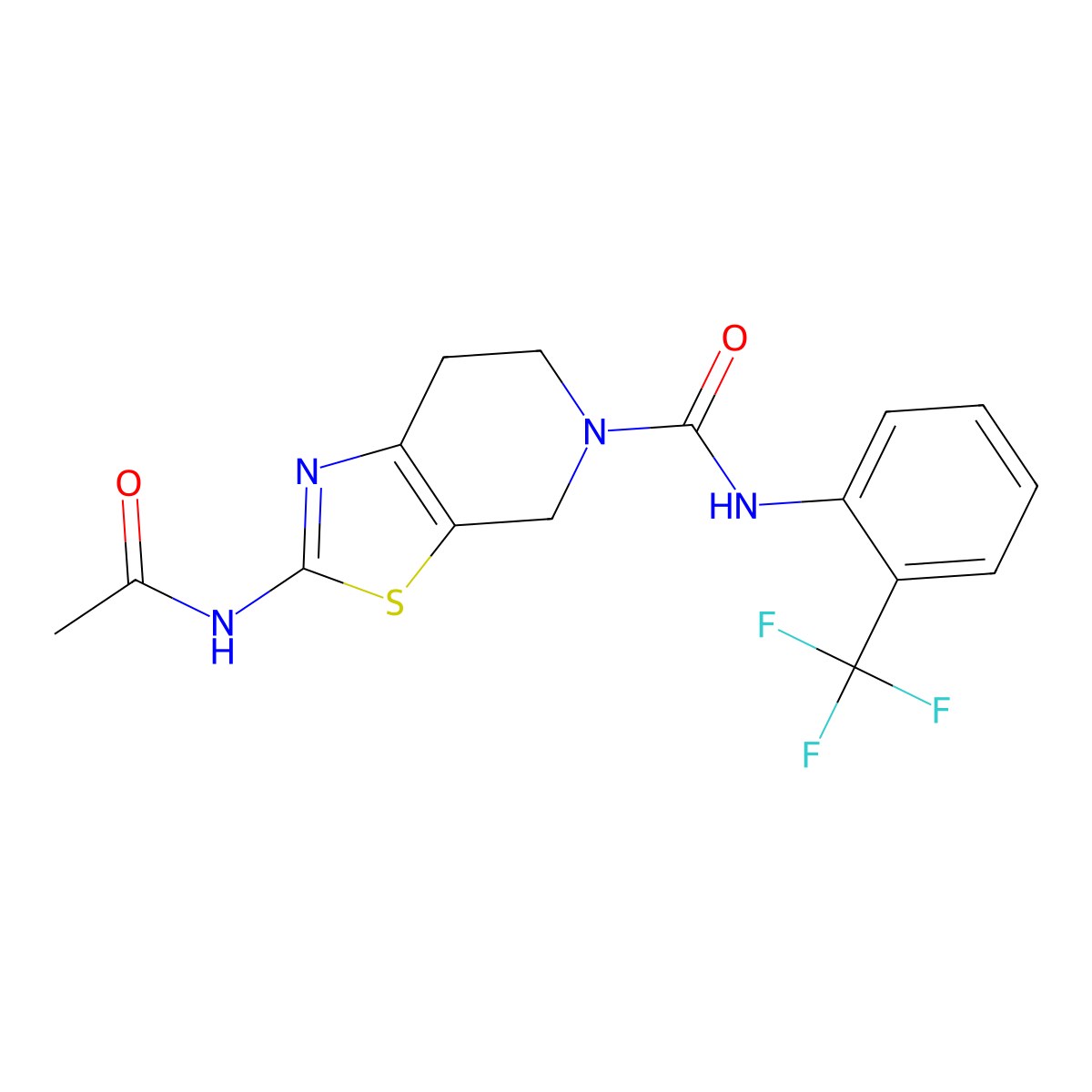 2-acetamido-N-(2-(trifluoromethyl)phenyl)-6,7-dihydrothiazolo[5,4-c]pyridine-5(4H)-carboxamide molecular structure, CAS 1351642-18-6