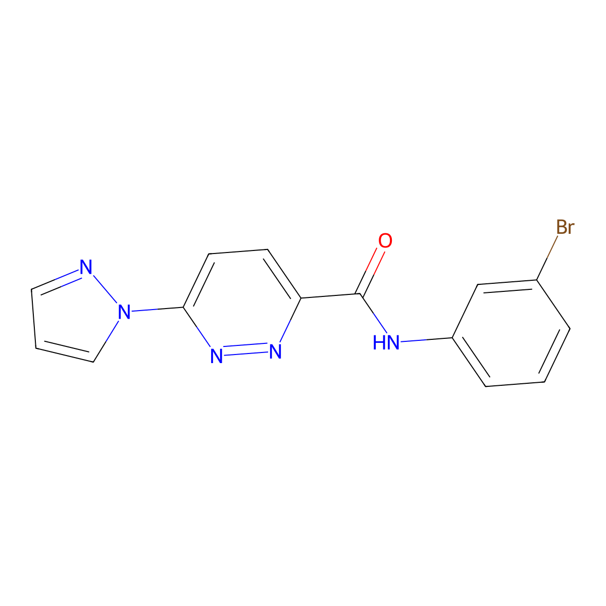 N-(3-bromophenyl)-6-(1H-pyrazol-1-yl)pyridazine-3-carboxamide molecular structure, CAS 1351642-20-0