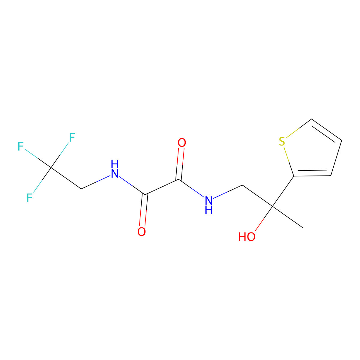 N1-(2-hydroxy-2-(thiophen-2-yl)propyl)-N2-(2,2,2-trifluoroethyl)oxalamide molecular structure, CAS 1351642-22-2
