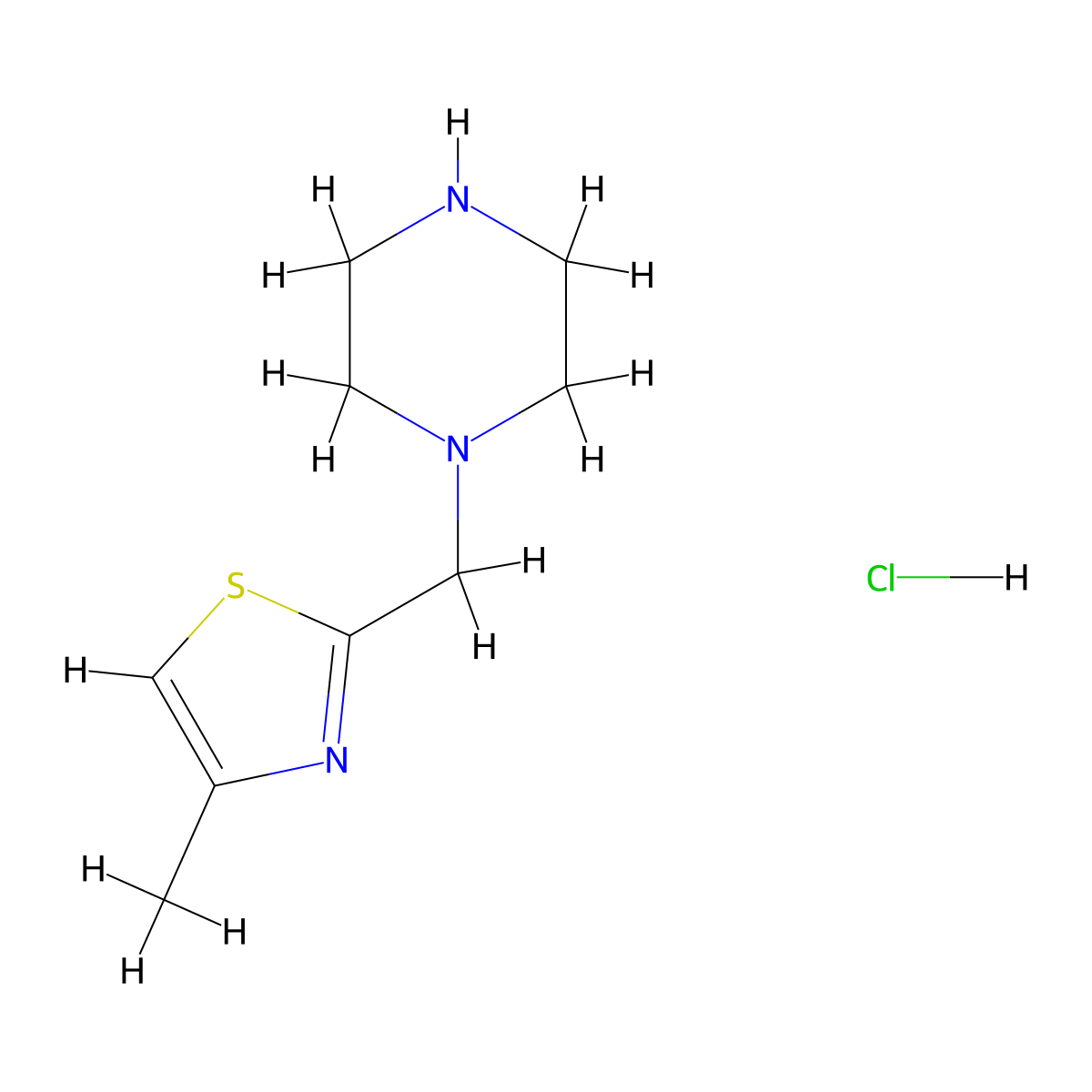 1-[(4-Methyl-1,3-thiazol-2-yl)methyl]piperazine hydrochloride molecular structure, CAS 1351642-23-3