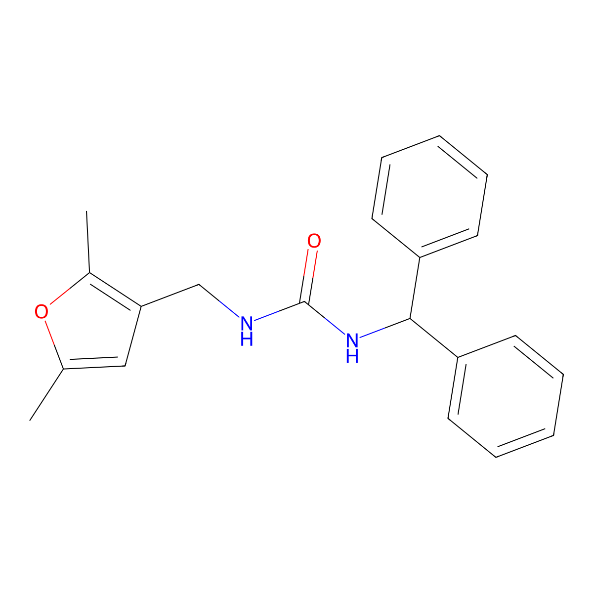 1-Benzhydryl-3-((2,5-dimethylfuran-3-yl)methyl)urea molecular structure, CAS 1351642-25-5