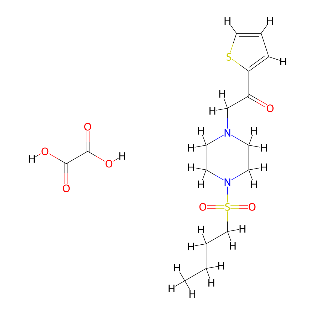 2-(4-(Butylsulfonyl)piperazin-1-yl)-1-(thiophen-2-yl)ethanone oxalate molecular structure, CAS 1351642-26-6