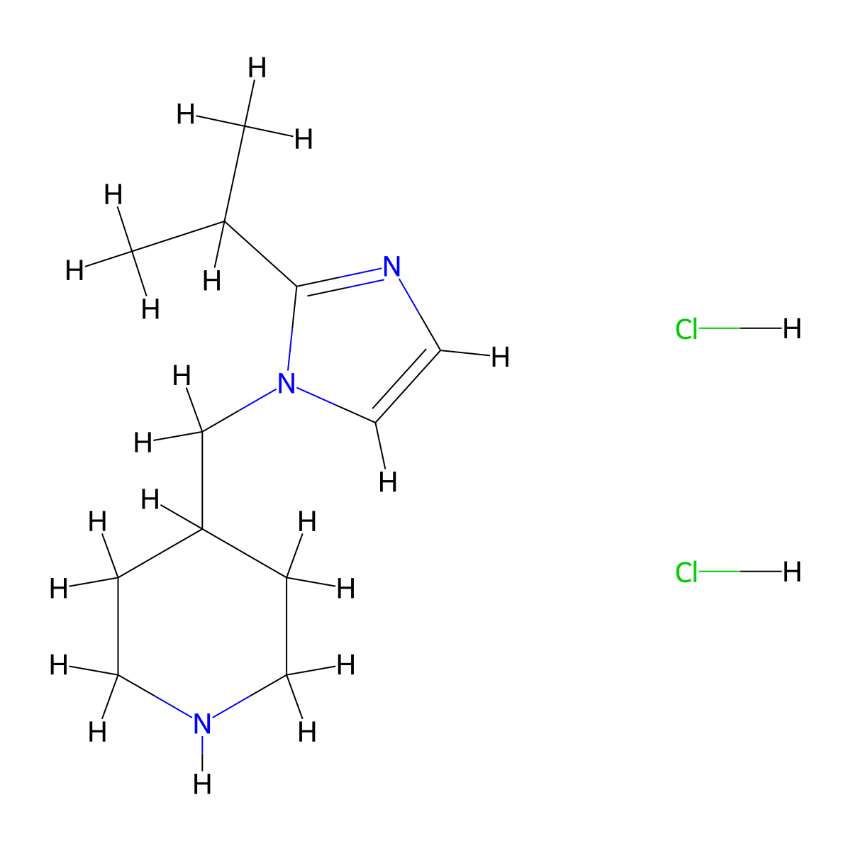 4-{[2-(propan-2-yl)-1H-imidazol-1-yl]methyl}piperidine dihydrochloride molecular structure, CAS 1351642-31-3