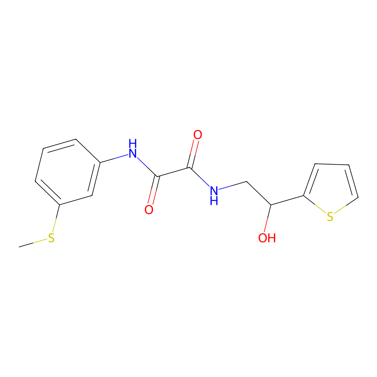 N1-(2-hydroxy-2-(thiophen-2-yl)ethyl)-N2-(3-(methylthio)phenyl)oxalamide molecular structure, CAS 1351642-33-5