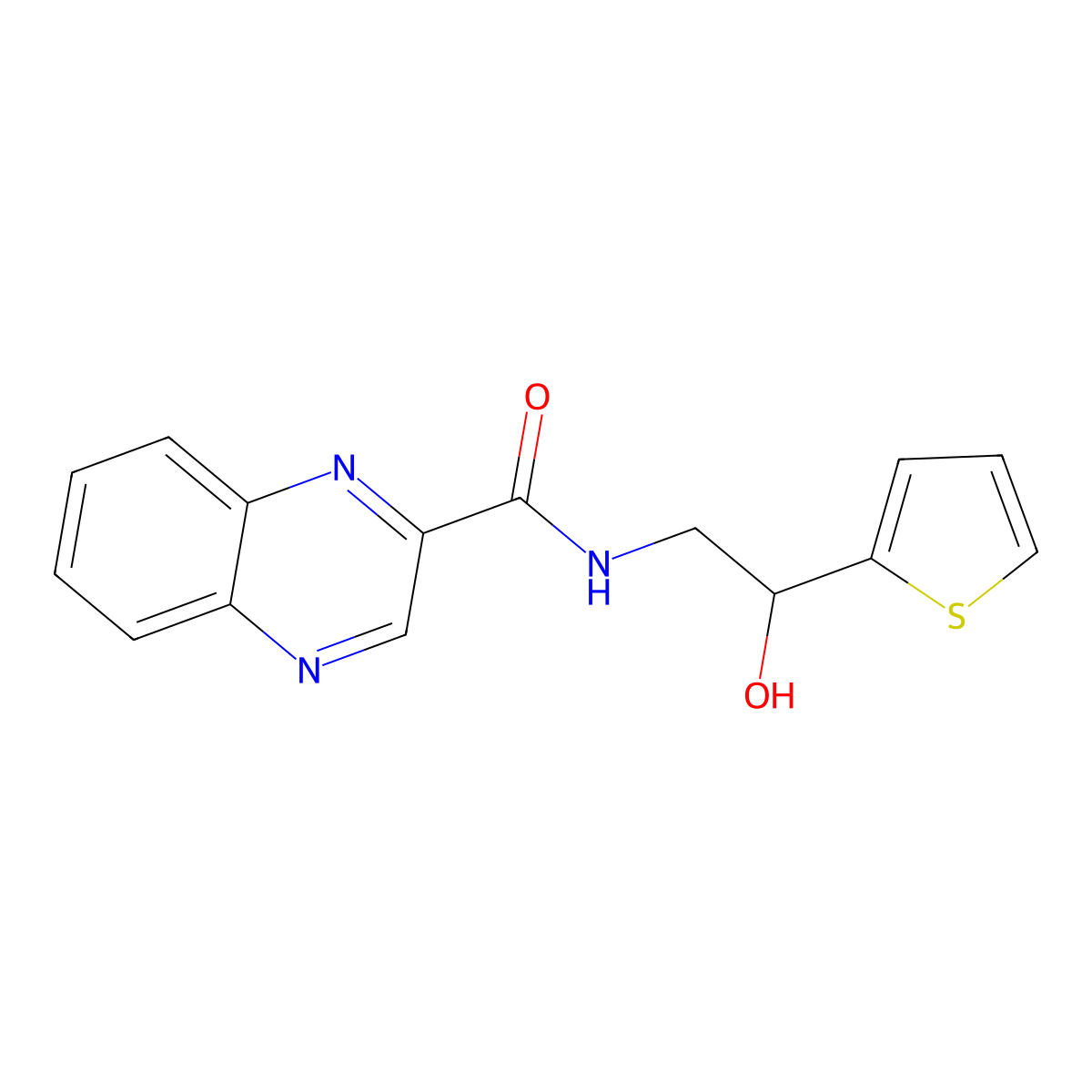 N-[2-hydroxy-2-(thiophen-2-yl)ethyl]quinoxaline-2-carboxamide molecular structure, CAS 1351642-34-6