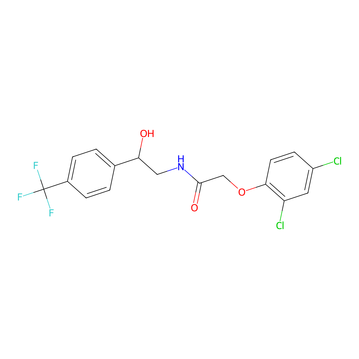 2-(2,4-dichlorophenoxy)-N-(2-hydroxy-2-(4-(trifluoromethyl)phenyl)ethyl)acetamide molecular structure, CAS 1351642-37-9