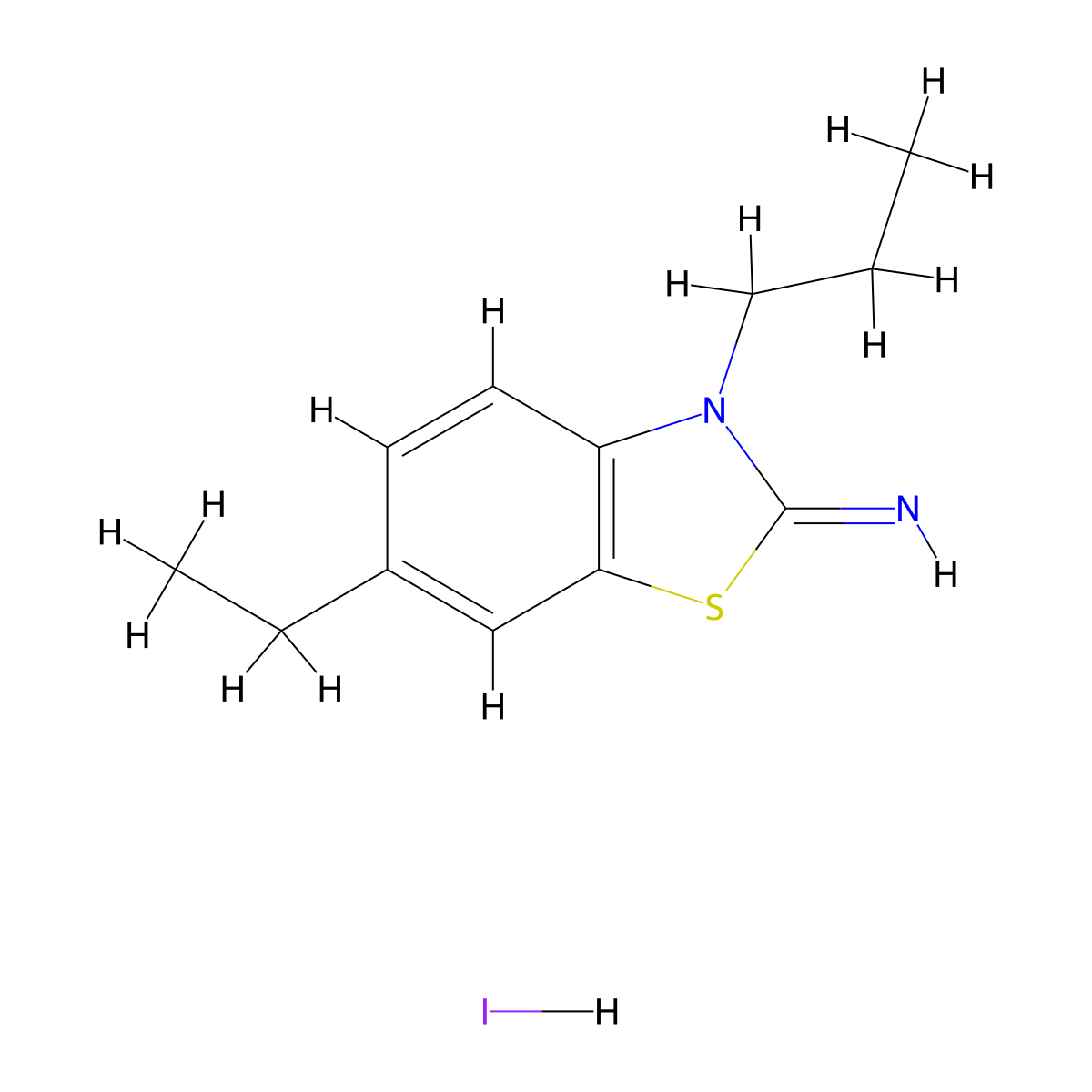 6-ethyl-3-propylbenzo[d]thiazol-2(3H)-imine hydroiodide molecular structure, CAS 1351642-40-4