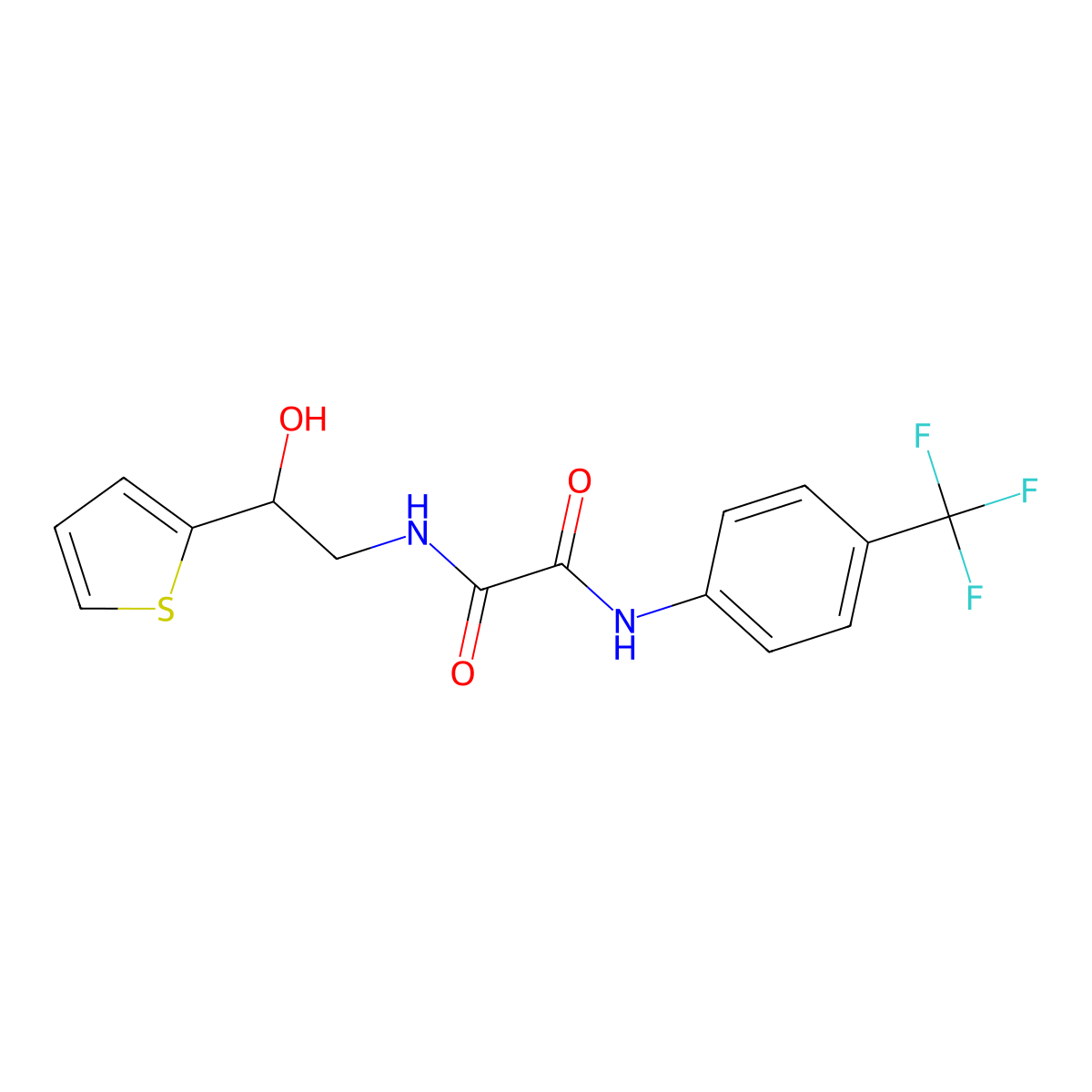 N1-(2-hydroxy-2-(thiophen-2-yl)ethyl)-N2-(4-(trifluoromethyl)phenyl)oxalamide molecular structure, CAS 1351642-46-0