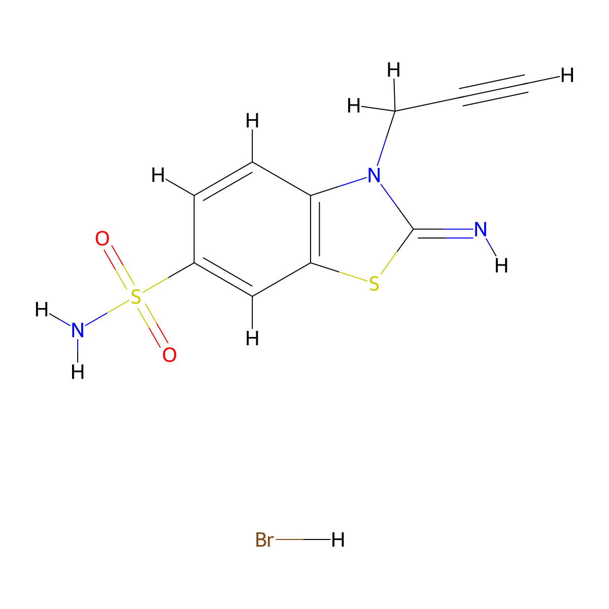 2-Imino-3-(prop-2-yn-1-yl)-2,3-dihydrobenzo[d]thiazole-6-sulfonamide hydrobromide molecular structure, CAS 1351642-51-7
