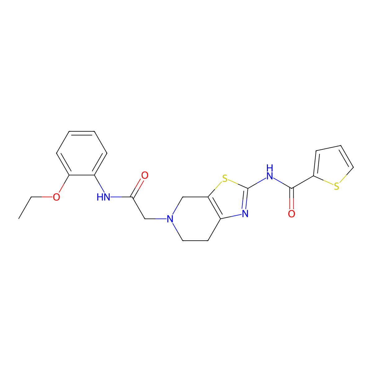 N-(5-(2-((2-ethoxyphenyl)amino)-2-oxoethyl)-4,5,6,7-tetrahydrothiazolo[5,4-c]pyridin-2-yl)thiophene-2-carboxamide molecular structure, CAS 1351642-53-9