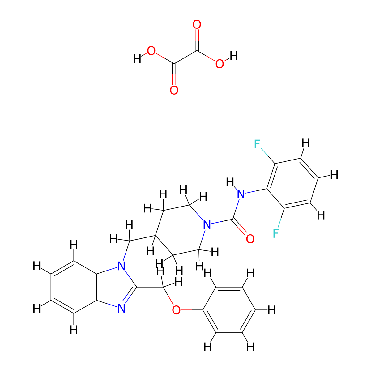 N-(2,6-difluorophenyl)-4-((2-(phenoxymethyl)-1H-benzo[d]imidazol-1-yl)methyl)piperidine-1-carboxamide oxalate molecular structure, CAS 1351642-69-7