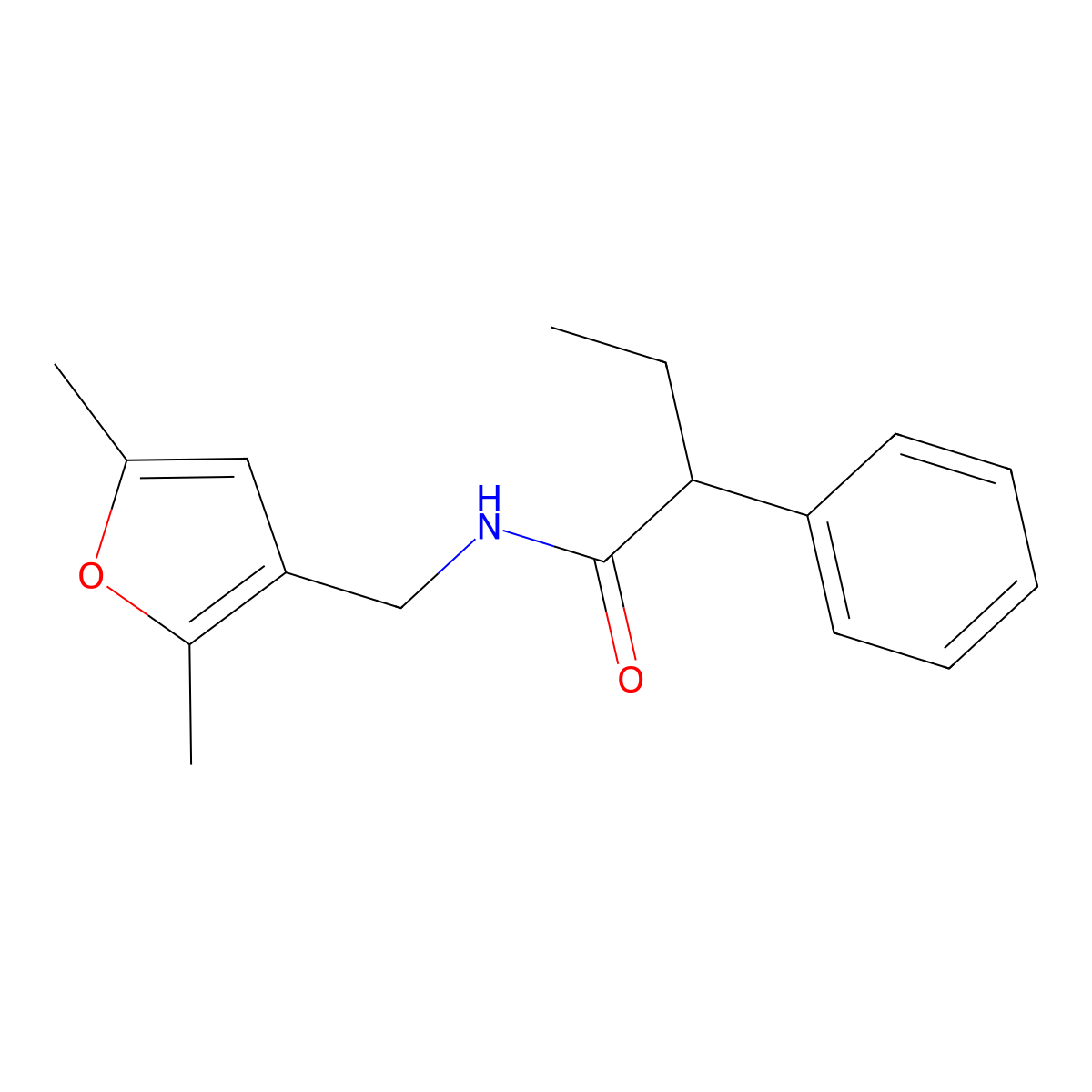 N-[(2,5-dimethylfuran-3-yl)methyl]-2-phenylbutanamide molecular structure, CAS 1351642-71-1