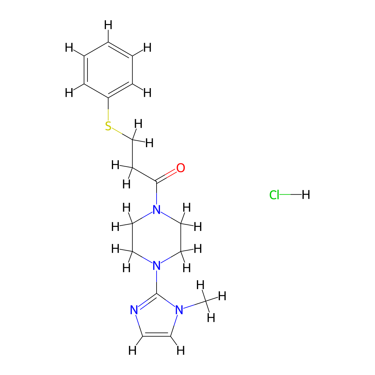 1-(4-(1-methyl-1H-imidazol-2-yl)piperazin-1-yl)-3-(phenylthio)propan-1-one hydrochloride molecular structure, CAS 1351642-76-6