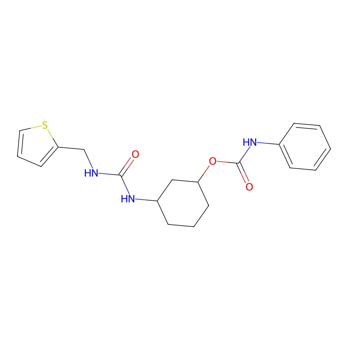 3-(3-(Thiophen-2-ylmethyl)ureido)cyclohexyl phenylcarbamate molecular structure, CAS 1351642-80-2