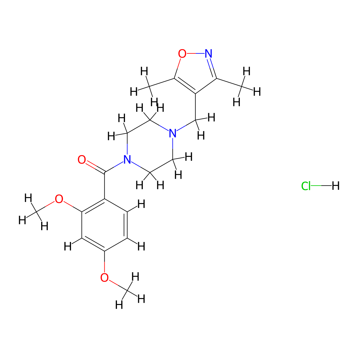 (2,4-Dimethoxyphenyl)(4-((3,5-dimethylisoxazol-4-yl)methyl)piperazin-1-yl)methanone hydrochloride molecular structure, CAS 1351642-81-3