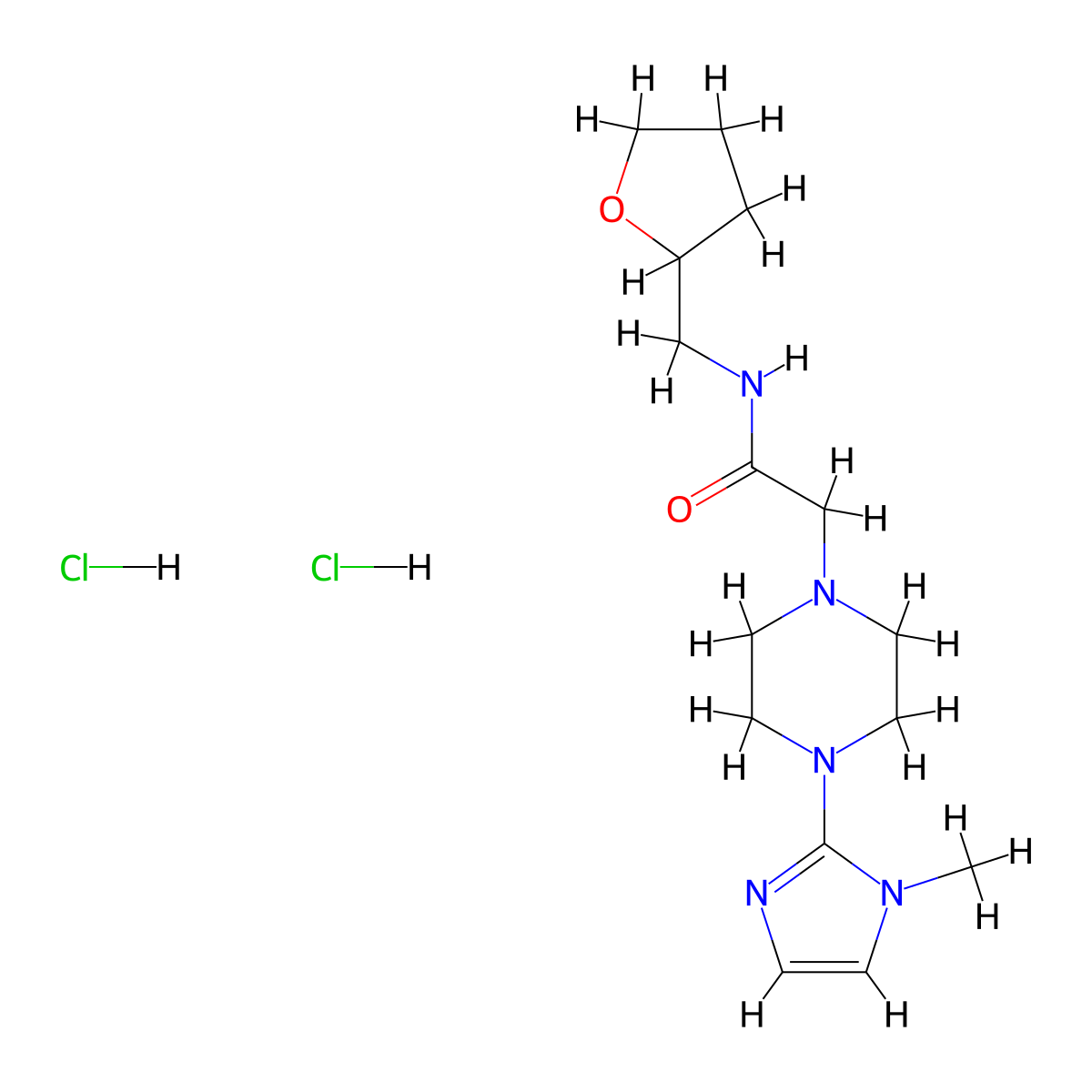 2-(4-(1-methyl-1H-imidazol-2-yl)piperazin-1-yl)-N-((tetrahydrofuran-2-yl)methyl)acetamide dihydrochloride molecular structure, CAS 1351642-84-6