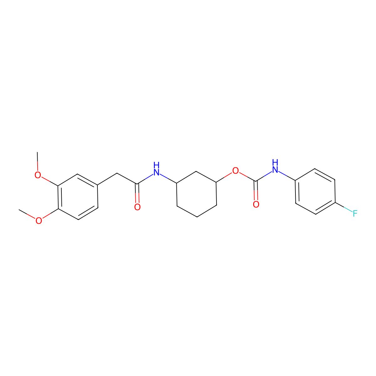 3-(2-(3,4-Dimethoxyphenyl)acetamido)cyclohexyl (4-fluorophenyl)carbamate molecular structure, CAS 1351642-90-4