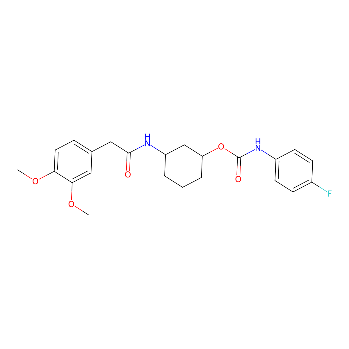 3-(2-(3,4-Dimethoxyphenyl)acetamido)cyclohexyl (4-fluorophenyl)carbamate molecular structure, CAS 1351642-90-4