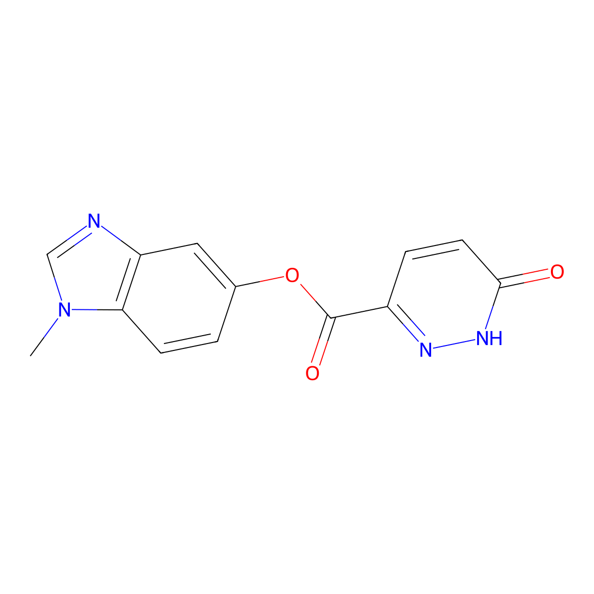 1-methyl-1H-benzo[d]imidazol-5-yl 6-oxo-1,6-dihydropyridazine-3-carboxylate molecular structure, CAS 1351643-09-8