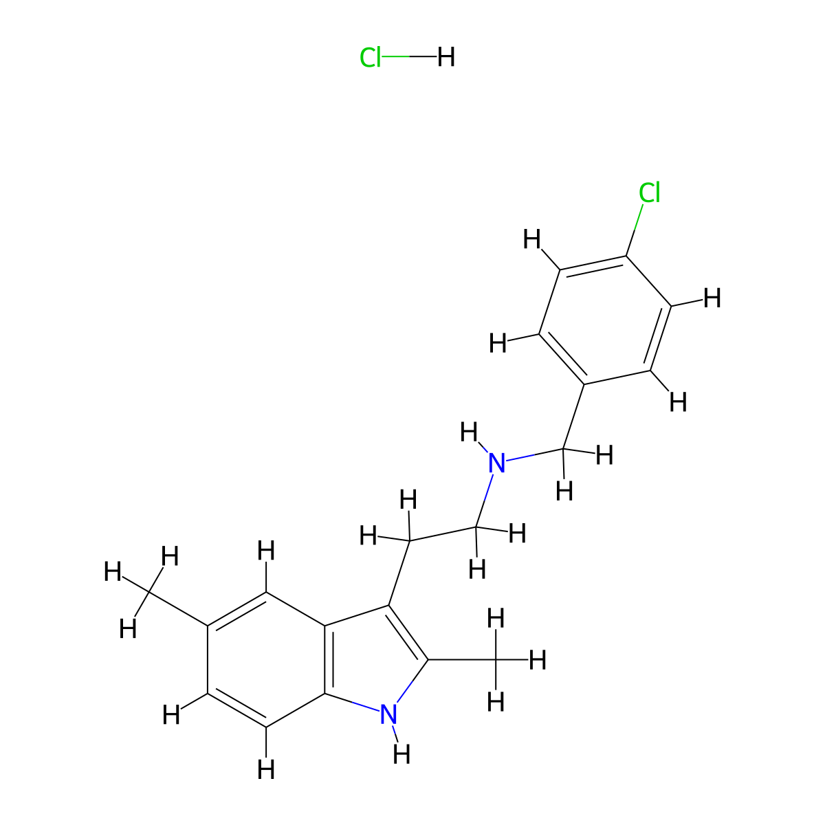 N-(4-chlorobenzyl)-2-(2,5-dimethyl-1H-indol-3-yl)ethanamine hydrochloride molecular structure, CAS 1351643-10-1
