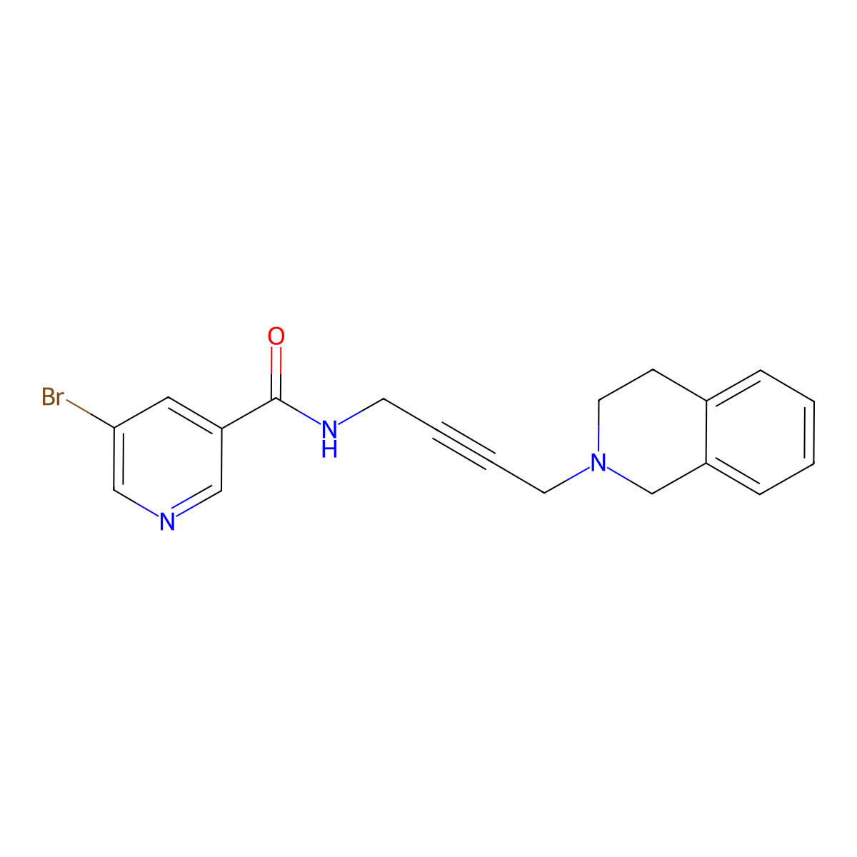 5-bromo-N-(4-(3,4-dihydroisoquinolin-2(1H)-yl)but-2-yn-1-yl)nicotinamide molecular structure, CAS 1351643-13-4