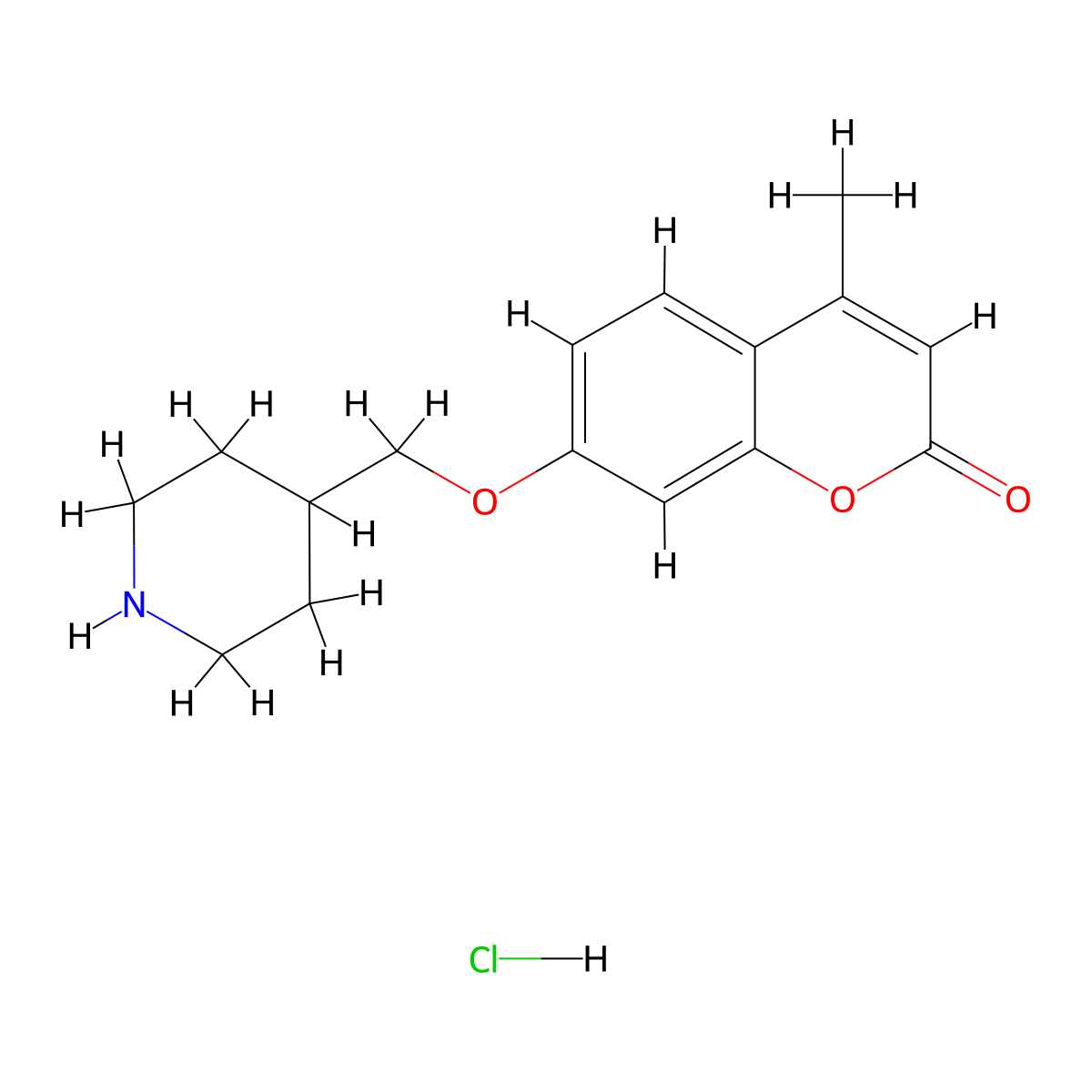 4-methyl-7-((piperidin-4-yl)methoxy)-2H-chromen-2-one hydrochloride molecular structure, CAS 1351643-18-9