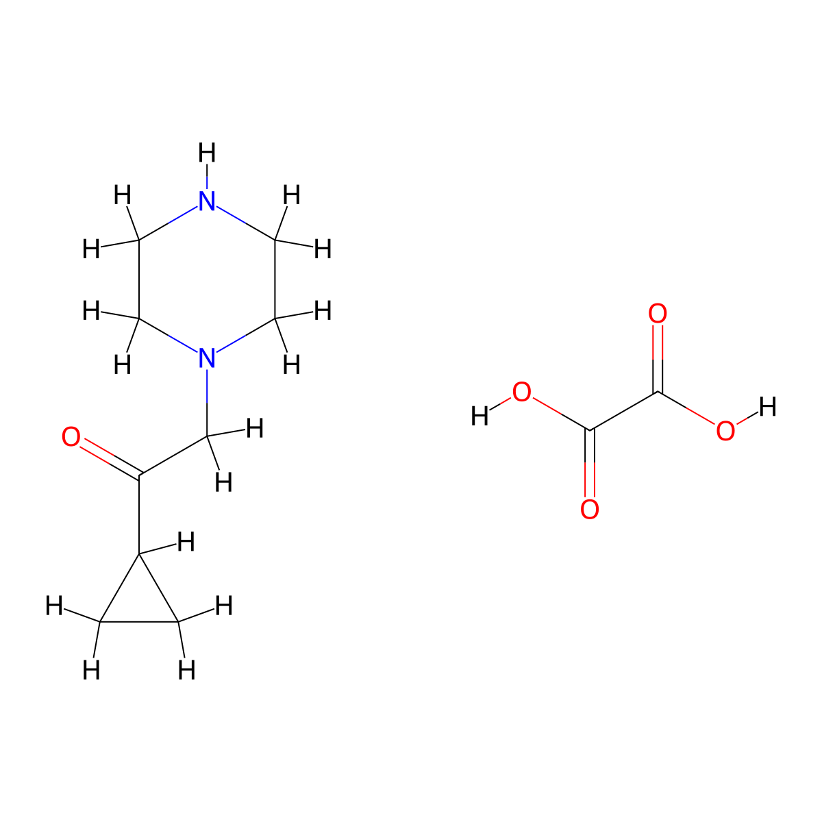 1-Cyclopropyl-2-(piperazin-1-yl)ethanone oxalate molecular structure, CAS 1351643-19-0