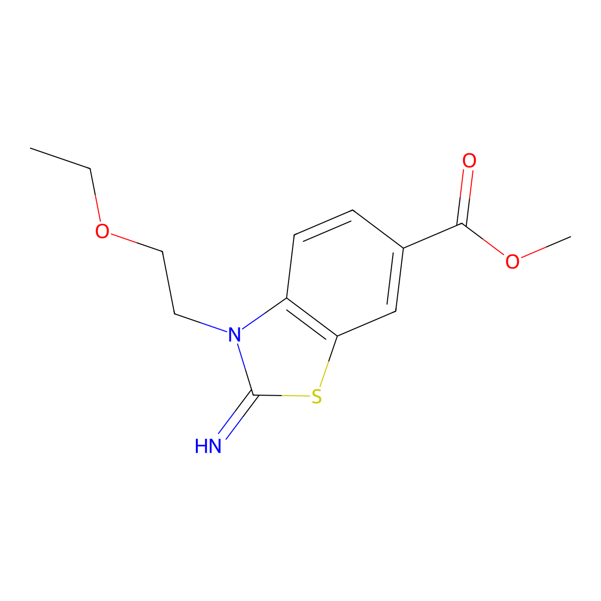 Methyl 3-(2-ethoxyethyl)-2-imino-2,3-dihydrobenzo[d]thiazole-6-carboxylate molecular structure, CAS 1351643-21-4