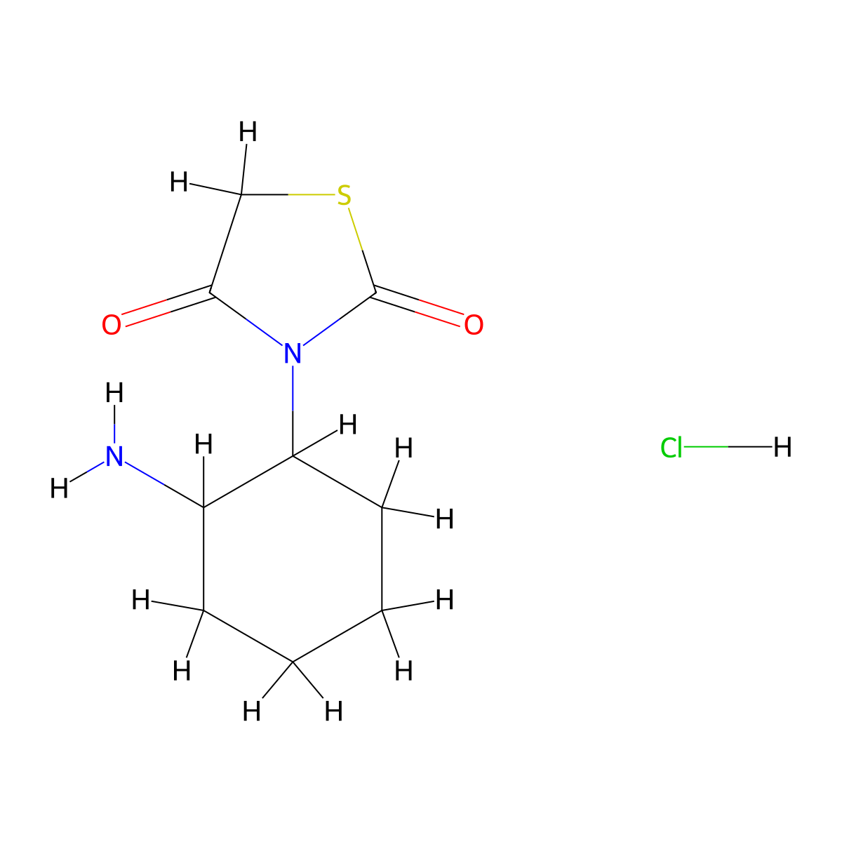 3-(2-Aminocyclohexyl)-1,3-thiazolidine-2,4-dione hydrochloride molecular structure, CAS 1351643-24-7