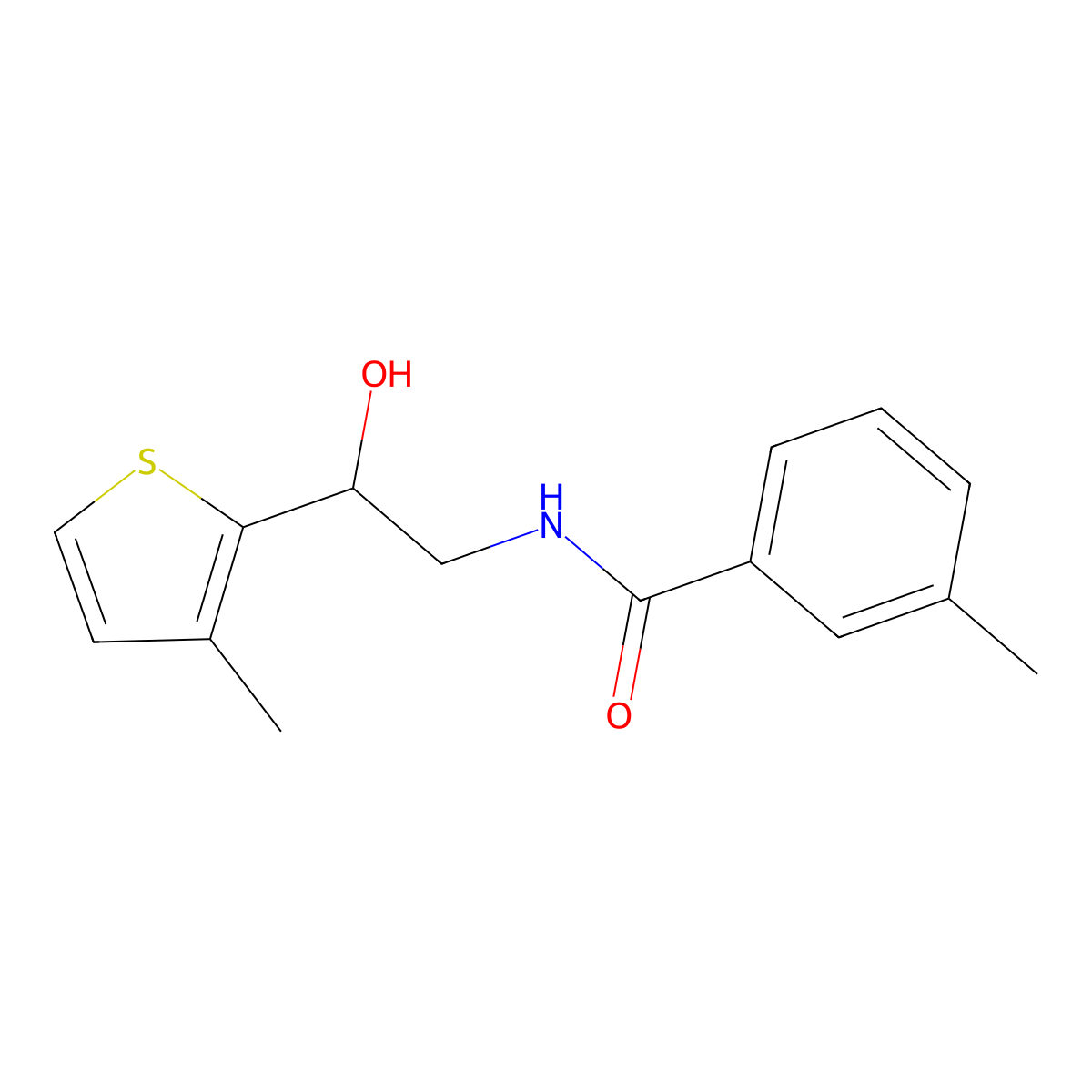 N-[2-hydroxy-2-(3-methylthiophen-2-yl)ethyl]-3-methylbenzamide molecular structure, CAS 1351643-32-7
