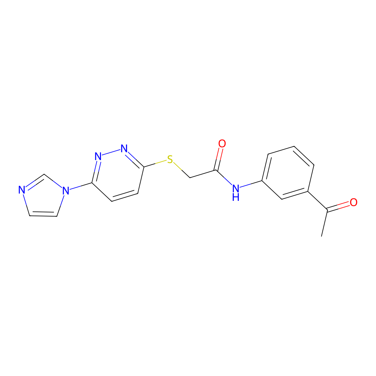 2-((6-(1H-imidazol-1-yl)pyridazin-3-yl)thio)-N-(3-acetylphenyl)acetamide molecular structure, CAS 1351643-39-4