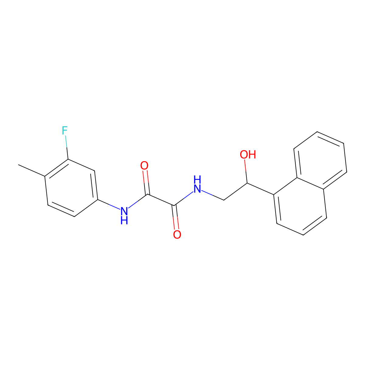 N1-(3-fluoro-4-methylphenyl)-N2-(2-hydroxy-2-(naphthalen-1-yl)ethyl)oxalamide molecular structure, CAS 1351643-40-7